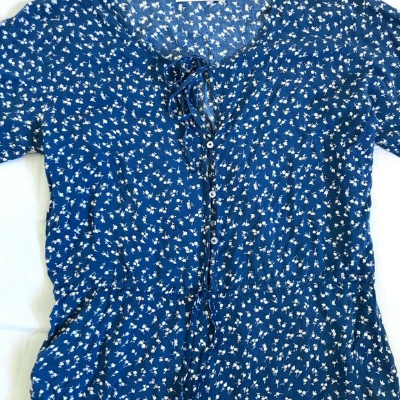 AUGUSTE 6 blue BOHO floral JUMPSUIT hippie 3/4 sleeve romper PLAYSUIT beach ♡ - Picture 8 of 10